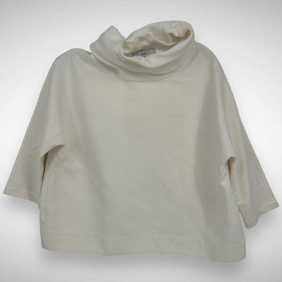 Dleet Cowl Neck‎ White Cotton Top Blouse Boxy Contemporary Clean Girl Aesthetic - Picture 3 of 7